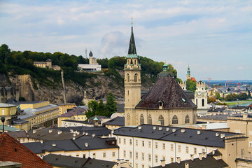 View of Salzburg (Austria) from the Hohensalzburg Fortress, located at an altitude of 120 meters