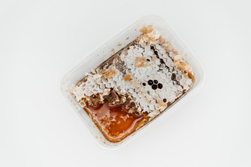 Honey on a white background close-up