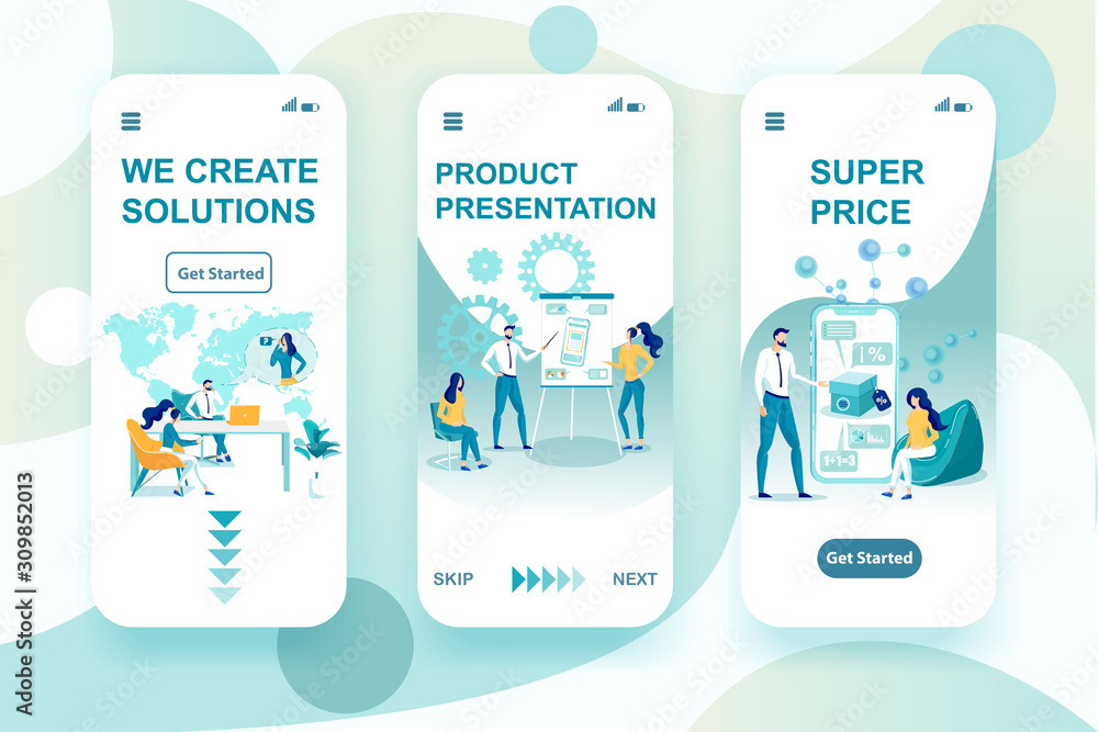 Wall mural solution creation mobile web pages vector template