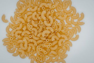 Macaroni on a white background close-up