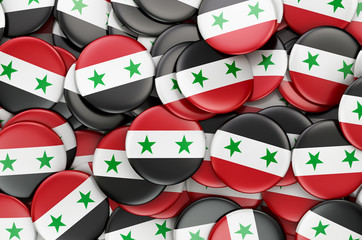Badges with flag of Syria, 3D rendering