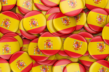 Badges with flag of Spain, 3D rendering