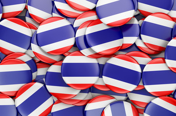 Badges with flag of Thailand, 3D rendering