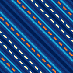 Seamless geometric stripy pattern. Texture of diagonal strips, dash lines. Colored strokes on striped background. Way, road, path, traffic, night city concept. Vector - 309852437