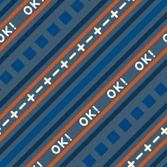 Seamless geometric stripy pattern. Texture of diagonal strips, dash lines, OK. Fashion for professional. Successful manager trend concept. Gray, blue colored background. Vector - 309852445