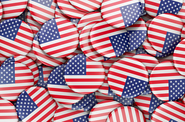 Fototapeta premium Badges with flag of the United States, 3D rendering