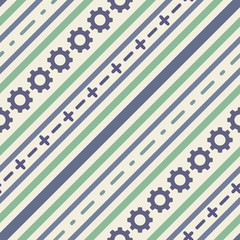 Seamless geometric stripy pattern. Texture of diagonal strips, dash lines, gear strokes. Fashion for professional. Manager, solution trend concept. Green blue colored background. Vector - 309852461