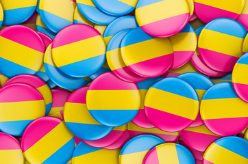 Badges with pansexual flag, 3D rendering