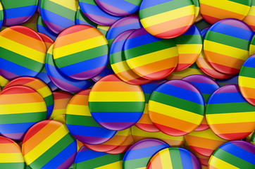 Badges with Rainbow LGBT flag, 3D rendering