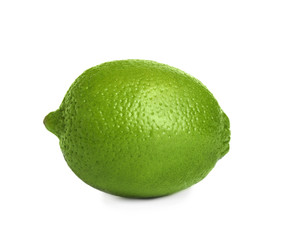 Fresh green ripe lime isolated on white