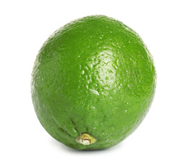 Fresh green ripe lime isolated on white