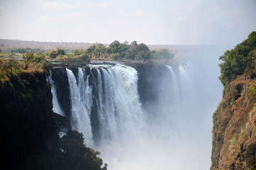 Victoria Falls during dry season, Zimbabwe / Zambia