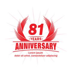 81 years logo design template. 81st anniversary vector and illustration.