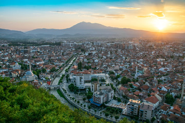 Sunset view over the city of Prizren, Kosovo