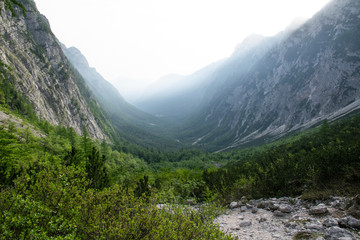 Obraz premium View down the Krma Valley of Triglav National Park, Slovenia