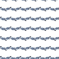 Watercolor flowers handmade in indigo. Blue flower seamless pattern. Isoleted on white background. Classic blue. Floral pattern