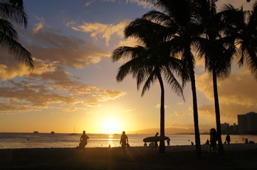 Hawaii sunset on the beach