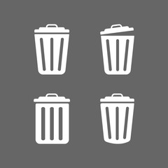 vector icon trash can . Lorem Ipsum Illustration design. Trash Can, Rubbish Bin. Flat Vector Icon illustration. Simple black symbol on white background. Trash Can, Rubbish Bin sign design template