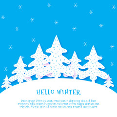 Obraz premium Bright Color Happy Day. Hello Winter with palm tree on hill. Full of snow with copy space