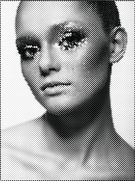 Portrait Of Woman From Vector Halftone Dots