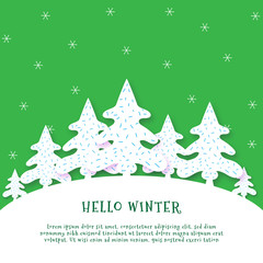 Fototapeta premium Bright Color Happy Day. Hello Winter with palm tree on hill. Full of snow with copy space