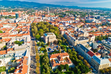 Naklejka na ściany i meble Zagreb historic city center aerial view