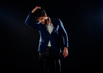Young man model posing in the studio