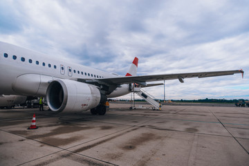 Wing of an airplane with jet turbine