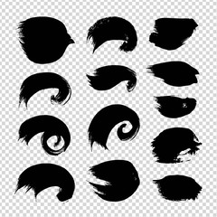 Naklejka premium Brush strokes abstract different shapes isolated on imitation transparent background