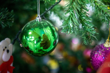 Close-up of a Christmas tree decorated.