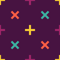 Seamless geometric pattern with bright colorful crosses.