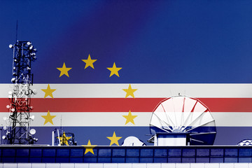 3D illustration Telecommunications in countries with the flag of Cabo Verde