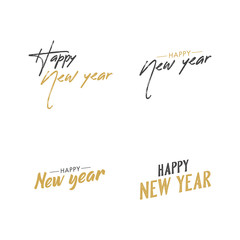 Happy new year typography signs. Vector Lettering Compositions collection. Set of Holiday design for greeting card.