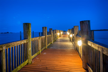 Wooden pier at blue hour