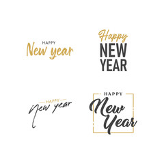 Happy new year typography signs. Vector Lettering Compositions collection. Set of Holiday design for greeting card.