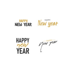 Happy new year typography signs. Vector Lettering Compositions collection. Set of Holiday design for greeting card.