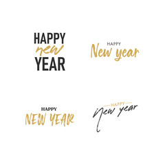 Happy new year typography signs. Vector Lettering Compositions collection. Set of Holiday design for greeting card.