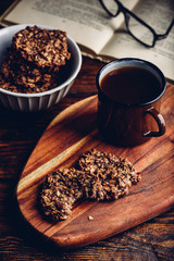 Banana oatmeal cookies with coffee