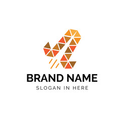 Naklejka premium Triangulation art rocket logo template design