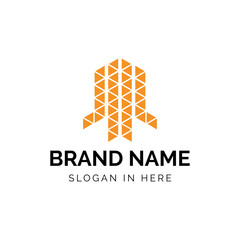 Triangulation art rocket logo template design