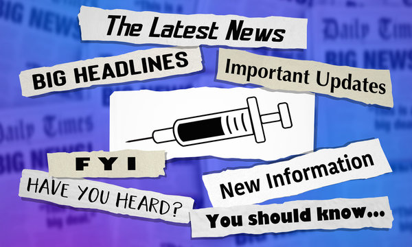 Syringe Needle Medicine Shot Injection Medication Vaccine Newspaper Headlines 3d Illustration