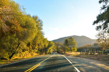 Road in California mountains, heading to Sequoia National Park