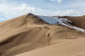 Landscape view of dunes at Great Sand Dunes National Park in Colorado, the tallest sand dunes in North America.