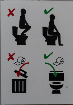Placa - Como usar o banheiro em Sydney Australia. Warning how to use the toilet in Sydney Australia
