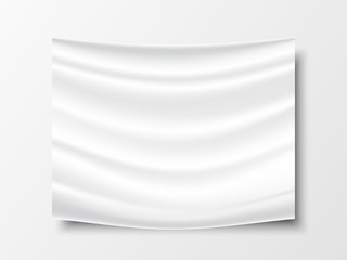 Realistic White fabric cloth texture with shadow and wrinkles on a gray background. Vector illustration