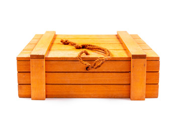 Old wooden box isolated on white background