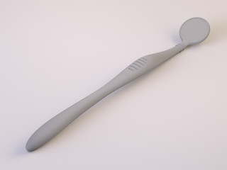 No trademarks. My own design of dental mirror. 3D Illustration.