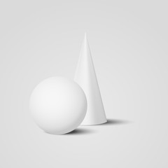 Vector 3D White geometry, circles and triangles