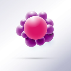 Vector abstract 3D purple and pink sphere, scientific concept