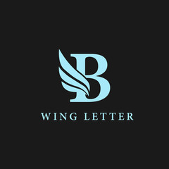 vector initial letter b business wing logo icon corporate technology concept blue color